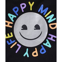 Babyhug Cotton Knit Full Sleeves T-Shirt Text & Smiley Print - Black