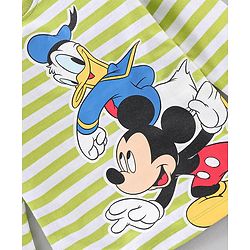Babyhug Full Sleeves Striped T-Shirt Mickey Mouse & Donald Duck Print - Green