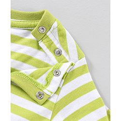 Babyhug Full Sleeves Striped T-Shirt Mickey Mouse & Donald Duck Print - Green