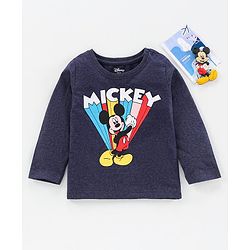 Babyhug Full Sleeves T-Shirt Mickey Mouse Print - Navy Blue