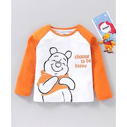 Babyhug Cotton Full Sleeves T-Shirt Winnie The Pooh Print - White Orange