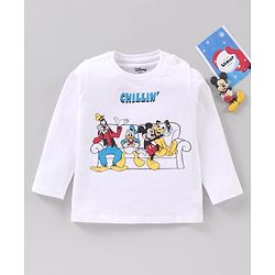 Babyhug Full Sleeves T-Shirt Mickey Mouse and Friends Print - White