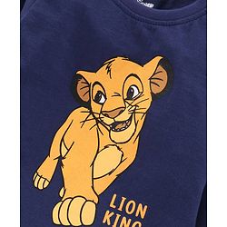 Babyhug Full Sleeves T-Shirt Simba Print - Navy Blue