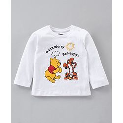 Babyhug Cotton Knit Full Sleeves T-Shirt Pooh & Tigger Print- White