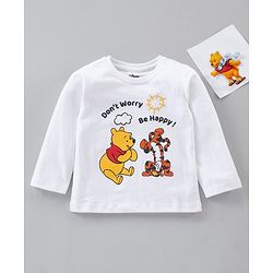 Babyhug Cotton Knit Full Sleeves T-Shirt Pooh Printed - White