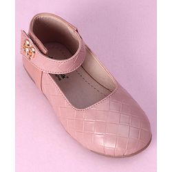 Cute Walk by Babyhug Slip On Bellies with Bow Motif & Velcro Closure - Peach