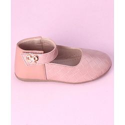 Cute Walk by Babyhug Slip On Bellies with Bow Motif & Velcro Closure - Peach