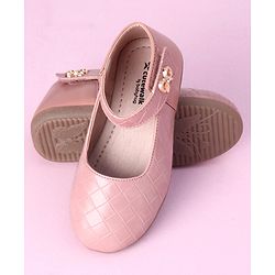 Cute Walk by Babyhug Slip On Bellies with Bow Motif & Velcro Closure - Peach