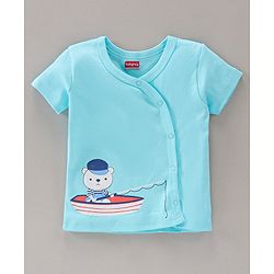 Babyhug 100% Cotton Half Sleeves Printed Vests Pack of 3 - White Blue