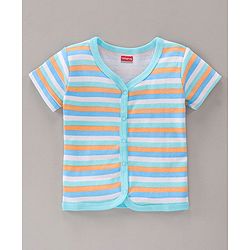 Babyhug 100% Cotton Half Sleeves Printed Vests Pack of 3 - White Blue