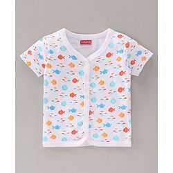 Babyhug 100% Cotton Half Sleeves Printed Vests Pack of 3 - White Blue