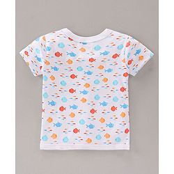 Babyhug 100% Cotton Half Sleeves Printed Vests Pack of 3 - White Blue