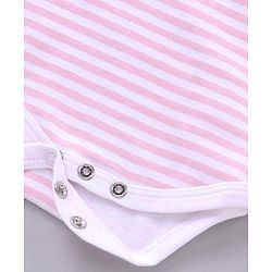 Babyhug 100% Cotton Half Sleeves Printed and Striped Onesie - Pink