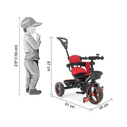 Babyhug Stalwart Plug & Play Tricycle With Parental Handle & Seat Cover - Red Black
