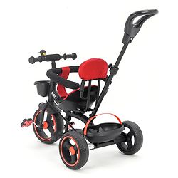 Babyhug Stalwart Plug & Play Tricycle With Parental Handle & Seat Cover - Red Black