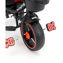 Babyhug Stalwart Plug & Play Tricycle With Parental Handle & Seat Cover - Red Black