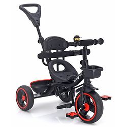 Babyhug Stalwart Plug & Play Tricycle With Parental Handle & Seat Cover - Red Black