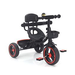 Babyhug Stalwart Plug & Play Tricycle With Parental Handle & Seat Cover - Red Black
