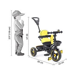 Babyhug Stalwart Plug & Play Tricycle With Parental Handle & Seat Cover - Yellow Black