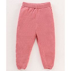 Babyhug 100% Organic Cotton Fleece Knit Full Length Thermal Bottom Solid - Pink