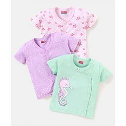 Babyhug 100% Cotton Half Sleeves Vests Pack of 3 - Multicolour