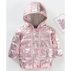 Babyhug Full Sleeves Hooded Fashion Heavy Winter Solid Color Jacket - Pink