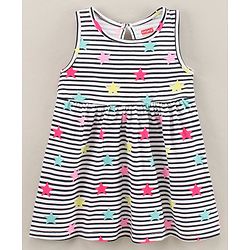 Babyhug Cotton Knit Sleeveless Frock Dress Striped - Navy