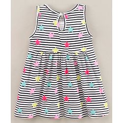Babyhug Cotton Knit Sleeveless Frock Dress Striped - Navy