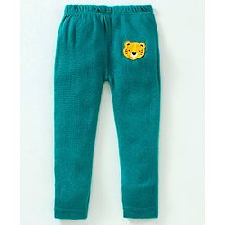 Babyhug 100% Organic Cotton Full Length Thermal Lounge Pant Tiger Patch - Teal Blue