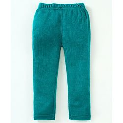 Babyhug 100% Organic Cotton Full Length Thermal Lounge Pant Tiger Patch - Teal Blue