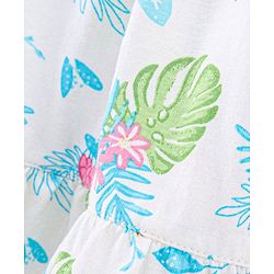 Babyhug 100% Cotton Sleeveless Frock With Jacket Leaf Print - White