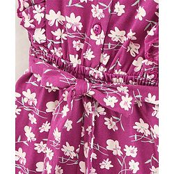 Babyhug 100% Cotton Sleeveless Jumpsuit Floral Print - Purple