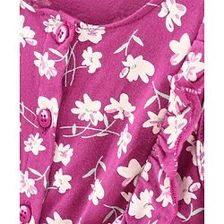 Babyhug 100% Cotton Sleeveless Jumpsuit Floral Print - Purple