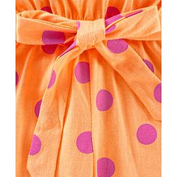 Babyhug 100% Cotton Cold Shoulder Jumpsuit Polka Dot Print - Peach