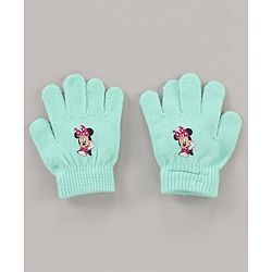 Babyhug Woollen Cap & Gloves Set Minnie Mouse Print Aqua - Diameter 10.5 cm