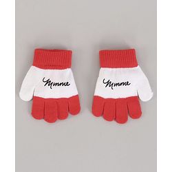 Babyhug Woollen Cap & Gloves Set Minnie Mouse Print Red White - Diameter 10.5 cm