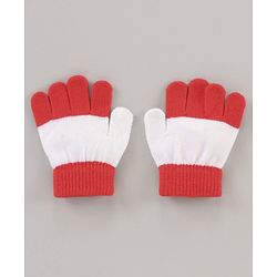 Babyhug Woollen Cap & Gloves Set Minnie Mouse Print Red White - Diameter 10.5 cm