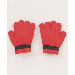 Babyhug Woollen Cap & Gloves Set With Pom Pom Detailing & Mickey Mouse Print Red - Diameter 10.5 cm
