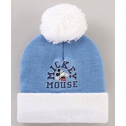 Babyhug Woollen Cap & Gloves Set With Pom Pom Detailing & Mickey Mouse Print Red - Diameter 10.5 cm