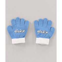 Babyhug Woollen Cap & Gloves Set With Pom Pom Detailing & Mickey Mouse Print Red - Diameter 10.5 cm