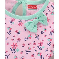 Babyhug Half Sleeves 100% Cotton Frock Floral Print - Pink