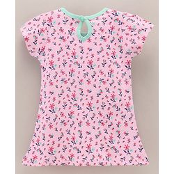 Babyhug Half Sleeves 100% Cotton Frock Floral Print - Pink