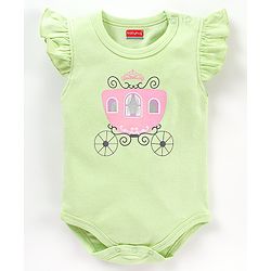 Babyhug 100% Short Sleeves Carriage & Dot Printed Onesies Pack Of 3 - Multicolour