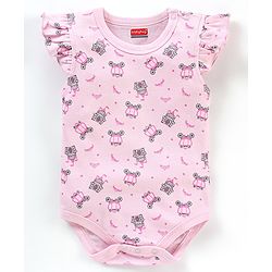 Babyhug 100% Short Sleeves Carriage & Dot Printed Onesies Pack Of 3 - Multicolour