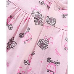 Babyhug 100% Cotton Short Cap Frill Sleeves All Over Printed Romper - Pink