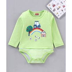 Babyhug 100% Cotton Full Sleeves Onesie Placement Print- Green