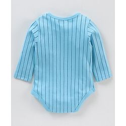 Babyhug 100% Cotton Full Sleeves Stripes Onesies - Blue