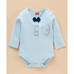 Babyhug 100% Cotton Full Sleeves Onesies Sunglass Mock Print - Blue