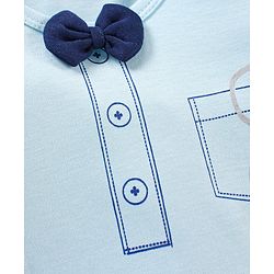 Babyhug 100% Cotton Full Sleeves Onesies Sunglass Mock Print - Blue