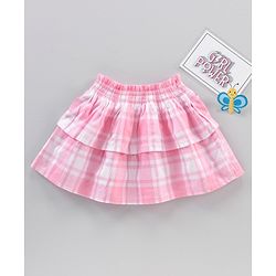 Babyhug Mid Thigh Length Umbrella Cut Checked Skirt - Pink